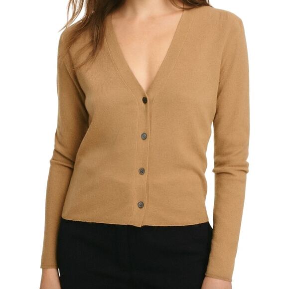 Nili Lotan Cashmere Wool Blend Cardigan Camel Size S Sophisticated Quiet Luxury - Picture 1 of 7